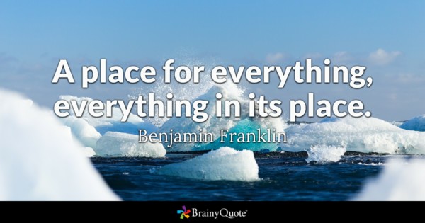 A place for everything, everything in its place.
